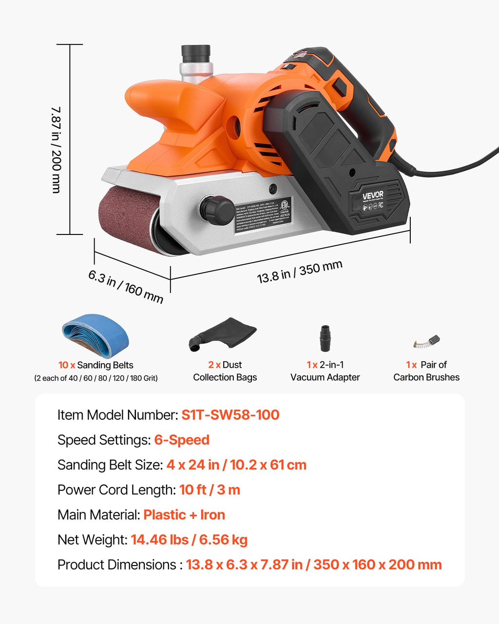 11.5A 4" x 24" Variable Speed Belt Sander M993605