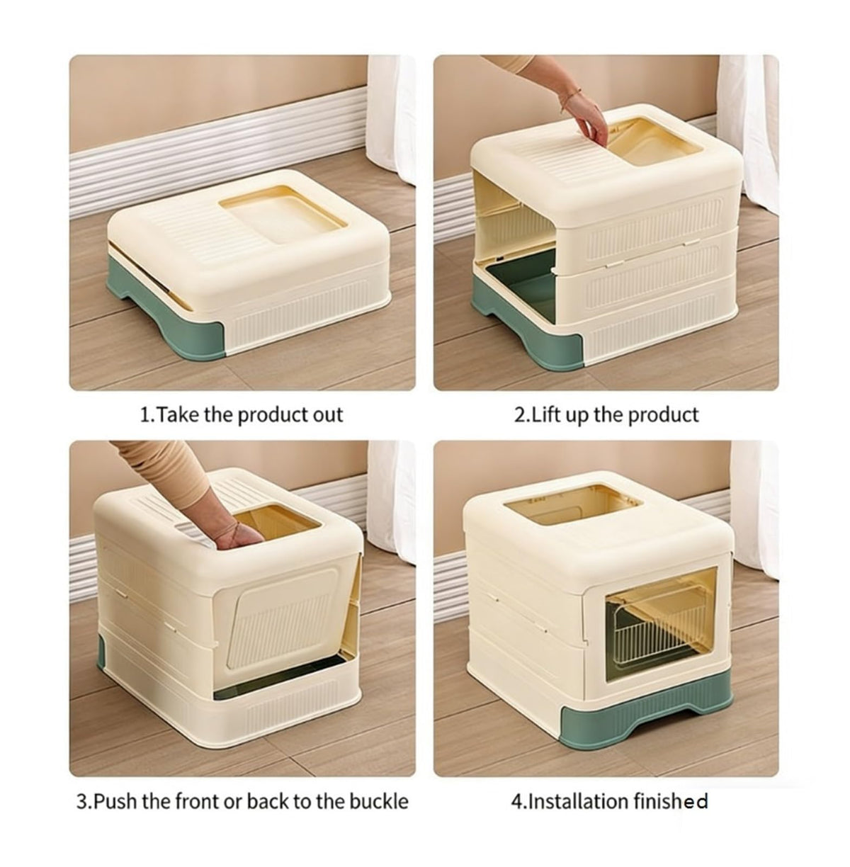 Fully Enclosed Cat Litter Box with Lid and Drawer K829973