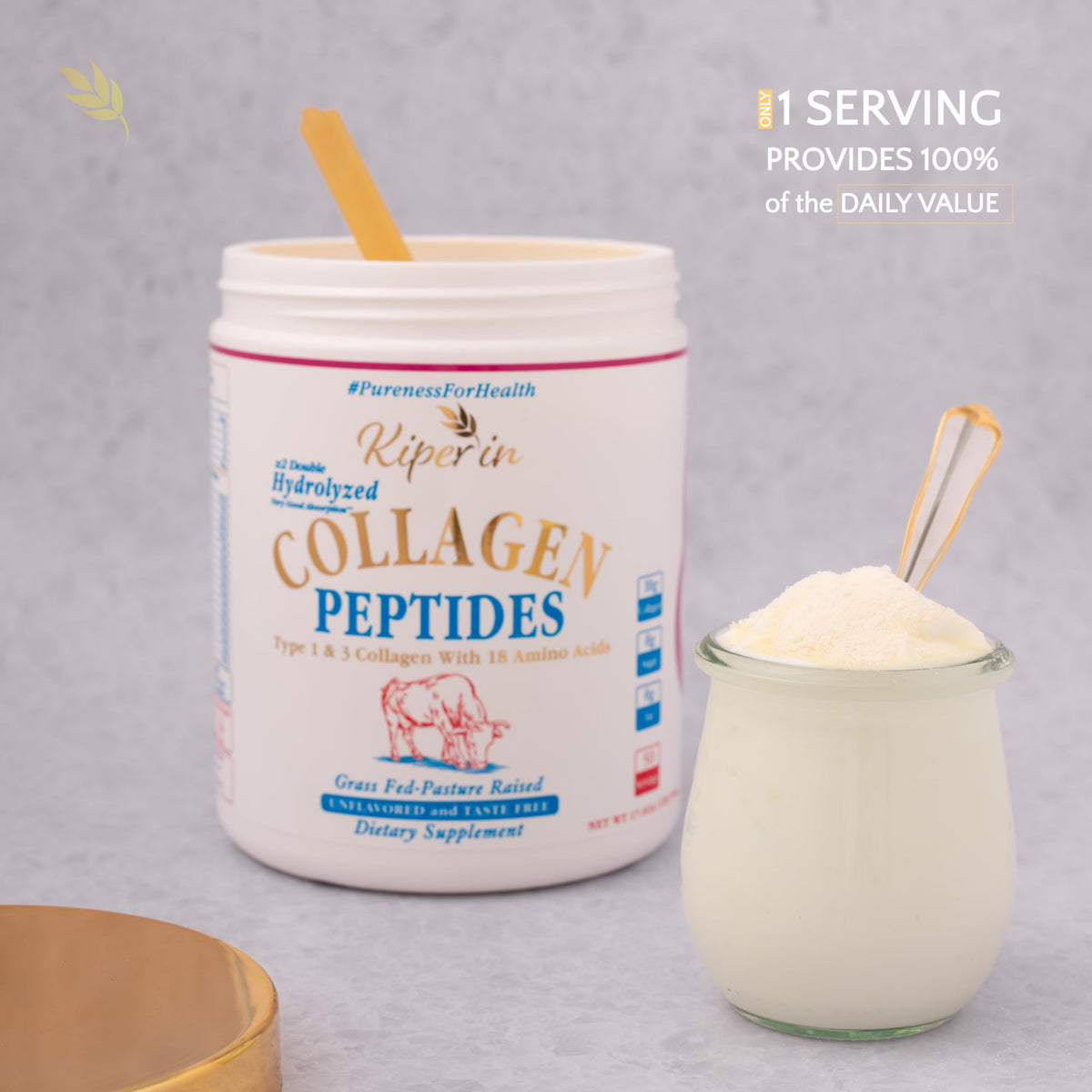 Hydrolyzed Collagen Peptides Type I & III Unflavored 50 Servings H58146