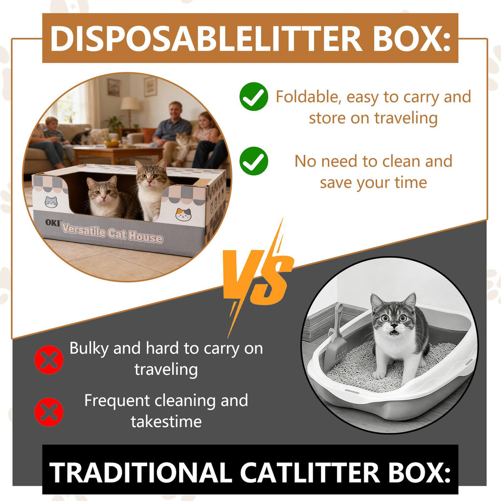 3-Pack Disposable Cat Litter Box with Scoop D2537