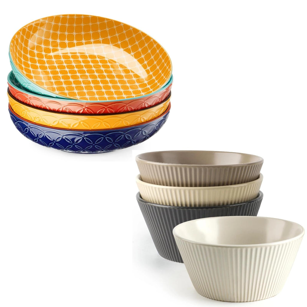 16 OZ Cereal Bowls Set of 4 and 8.5" Serving Bowls Set of 4 T761