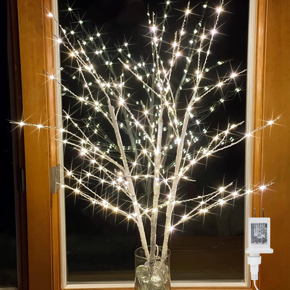 Lighted Birch White Tree Branches 33IN 180LED with Timer F638130