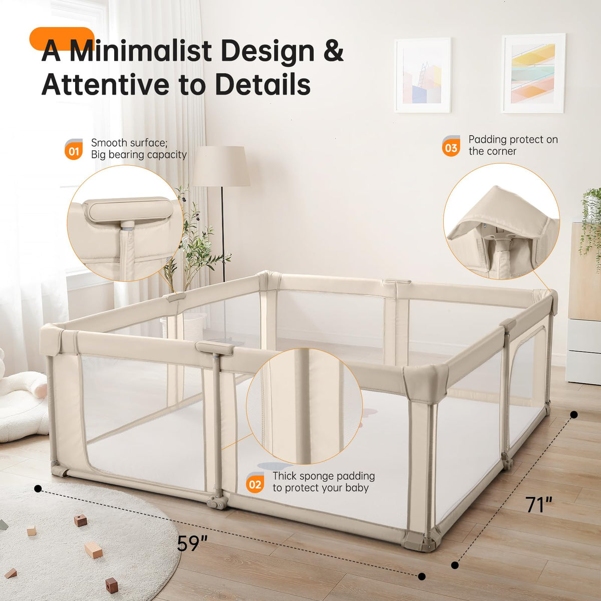 Foldable Baby Playpen with Gate Q382