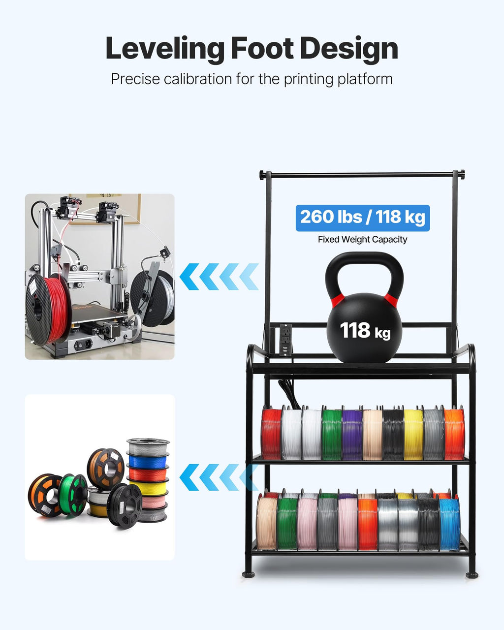 3-Tier Filament Storage Rack with Wheels G898