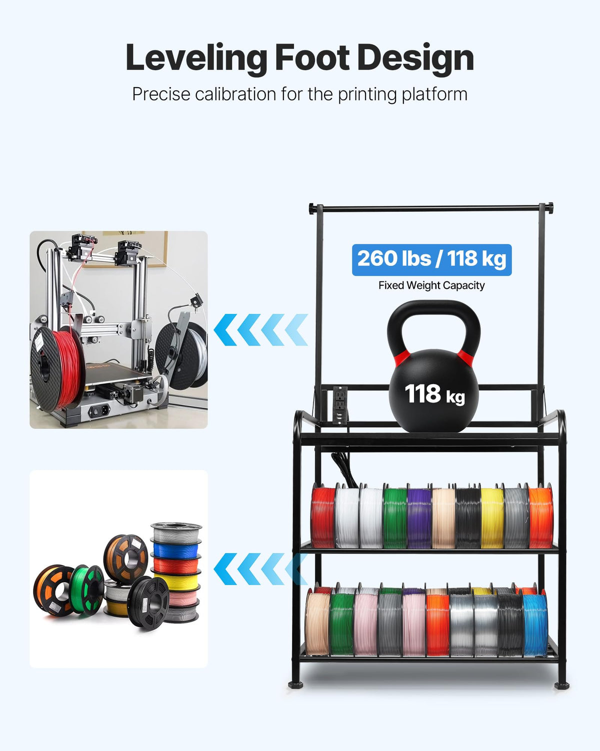 3-Tier Filament Storage Rack with Wheels G898
