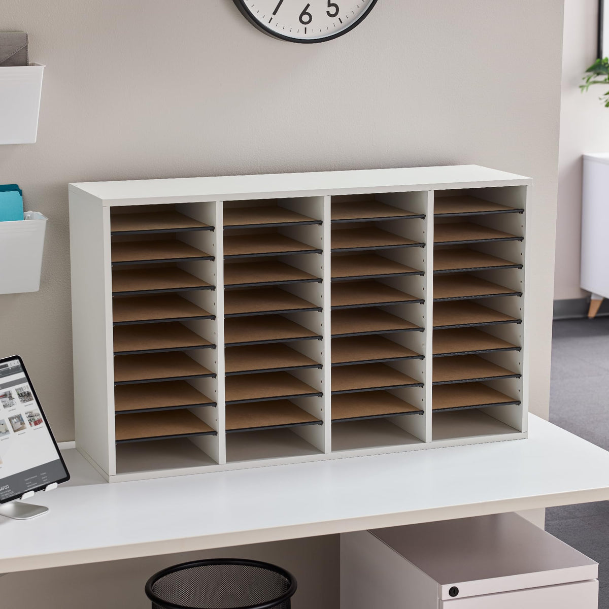36 Compartments Wood Literature Organizer Y386