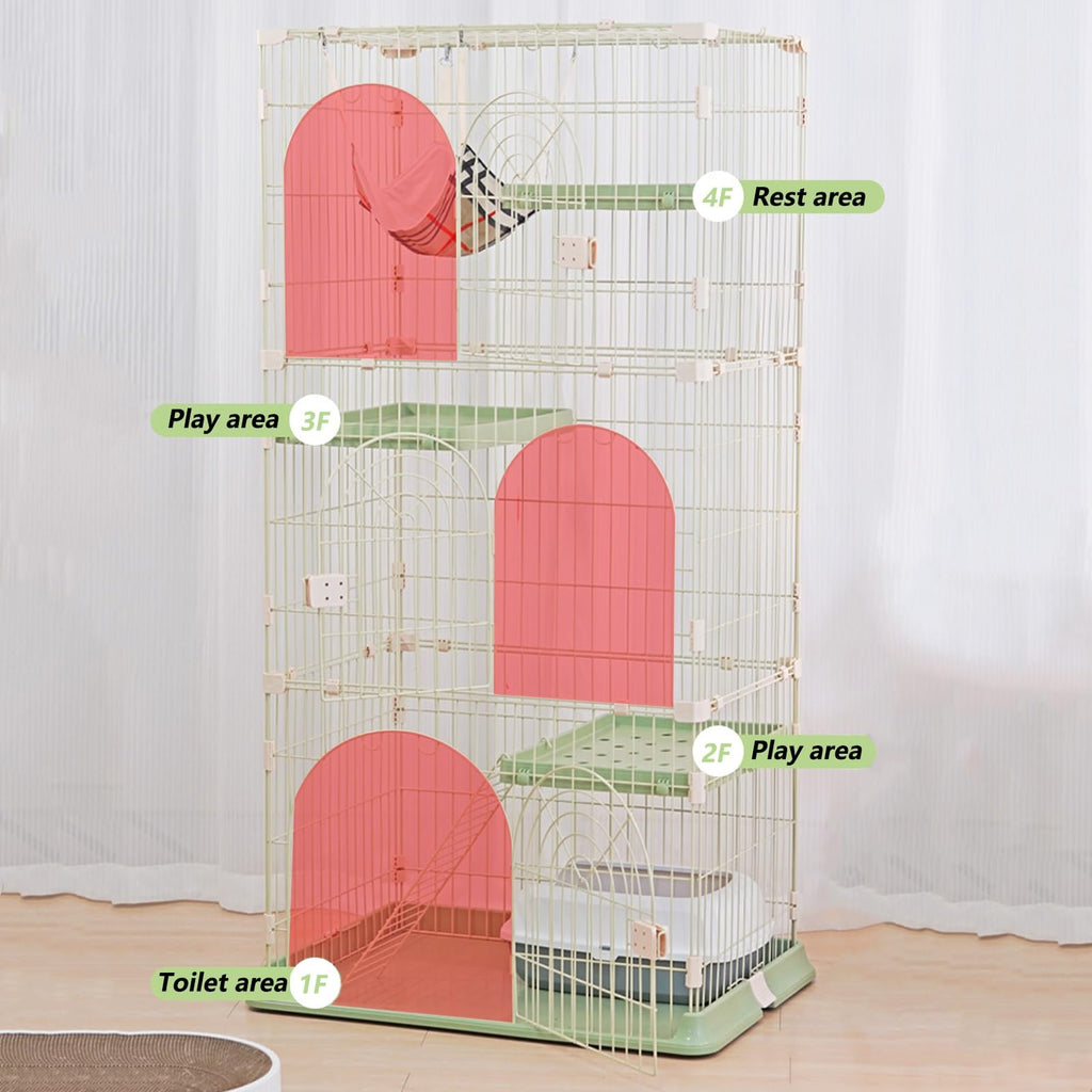 3/4-Tier Cat Cage Playpen with Hammock E36957