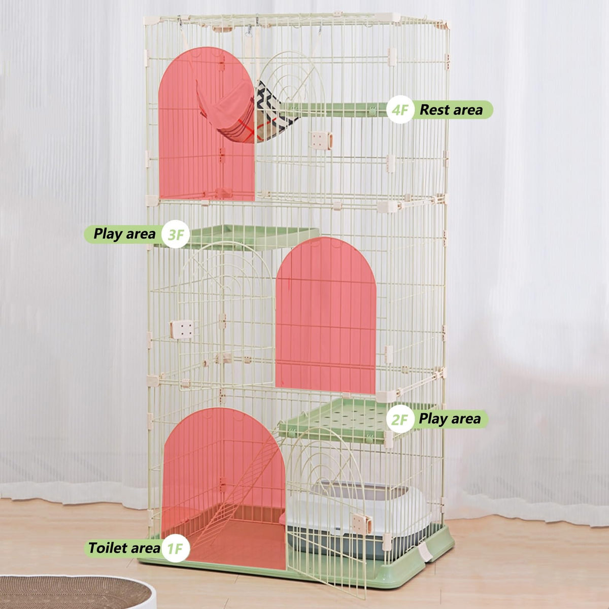 3/4-Tier Cat Cage Playpen with Hammock E36957