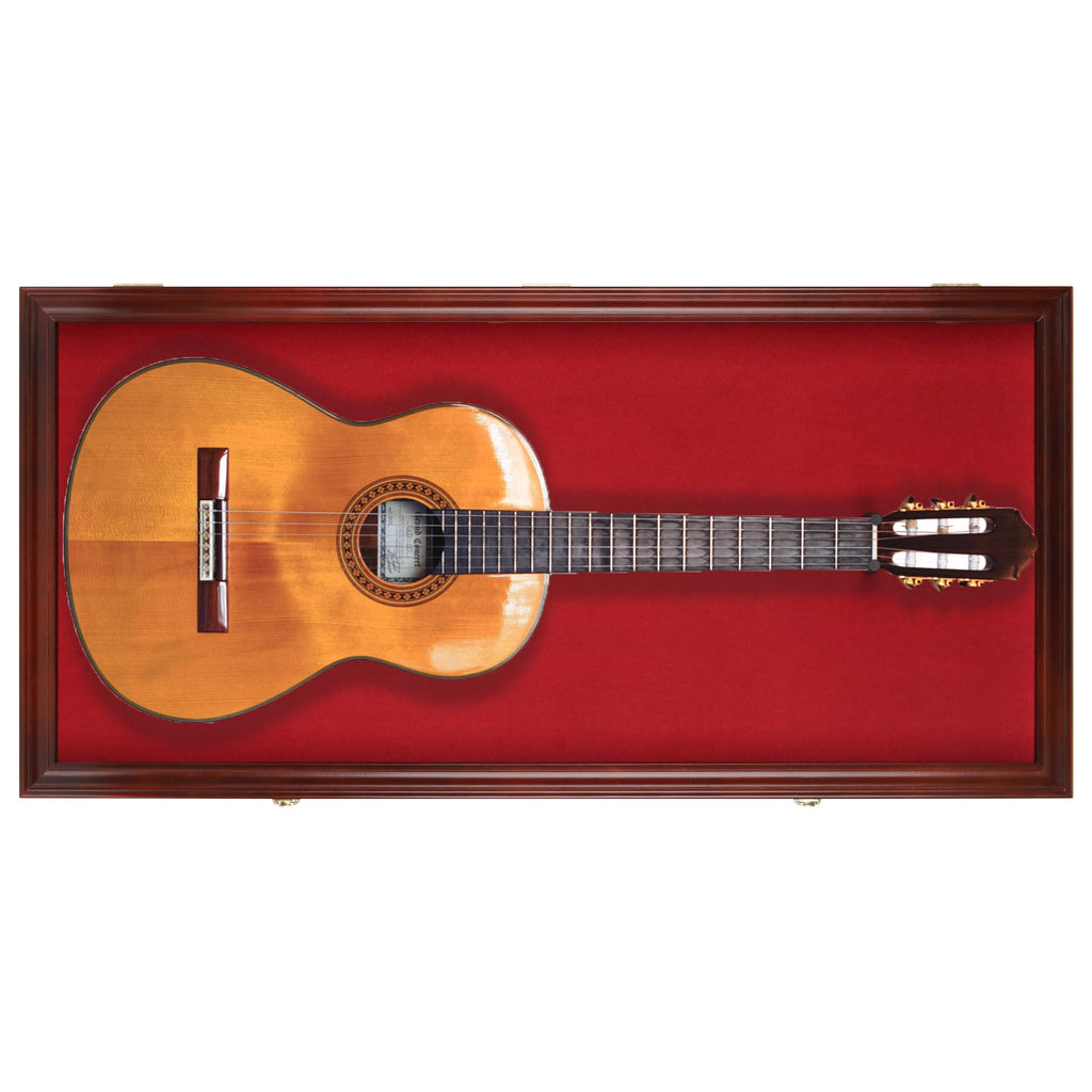 45" Acoustic Guitar Display Case Cabinet Wall Mountable Mahogany Finish P393712