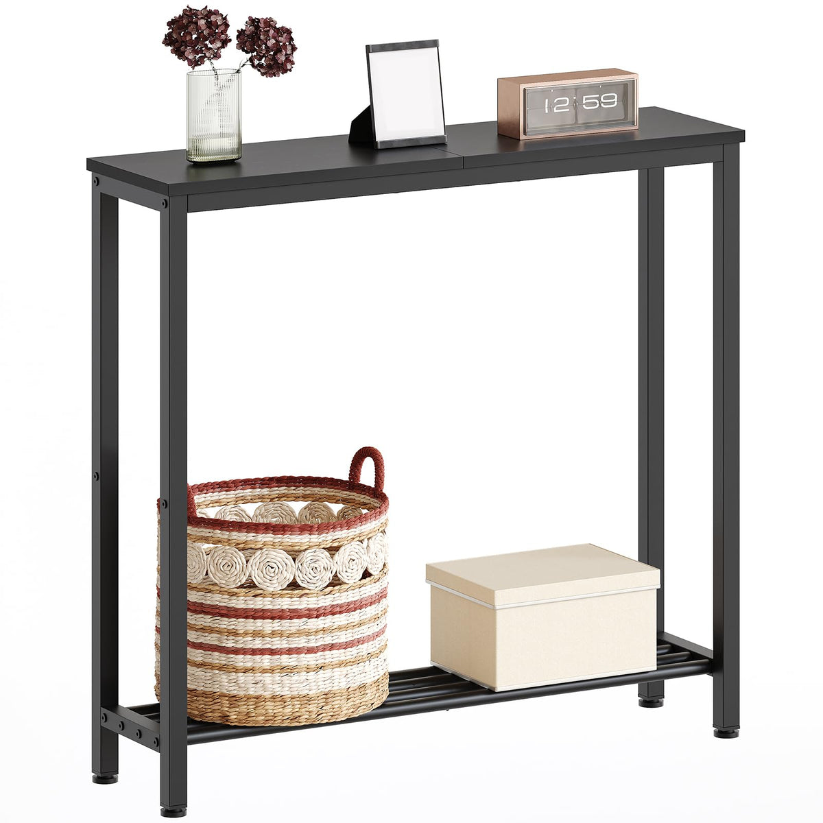 Black 2-Tier Narrow Console Table G67109