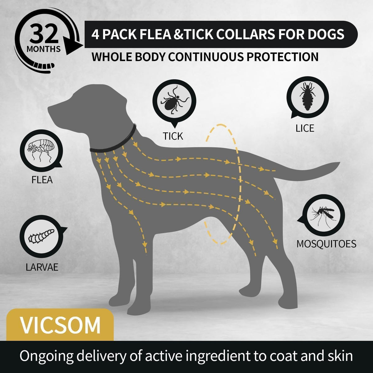 Flea and Tick Prevention Collar for Dogs 4 Pack P701455