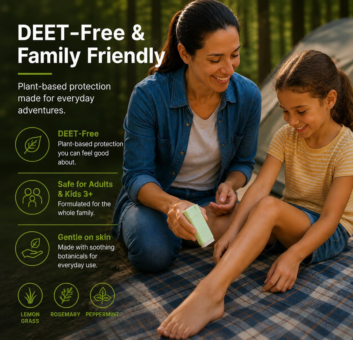 Mosquito Repellent Balm Stick 3-Pack 0.5oz DEET-Free Plant-Based Q269410
