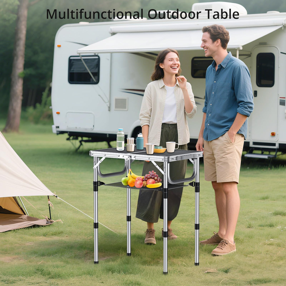 Folding Camping Table 24"X 16" Adjustable Height M279