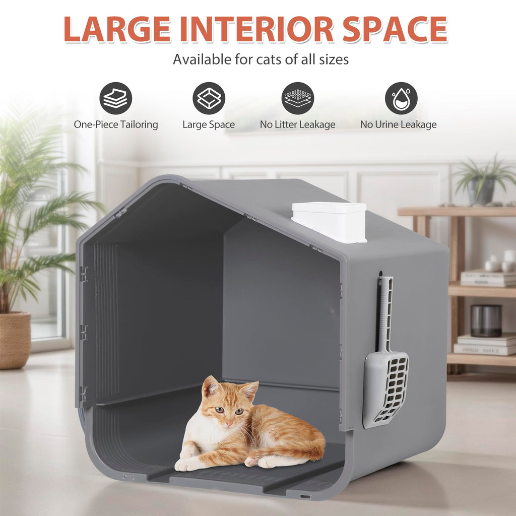 Large Enclosed Cat Litter Box with Mat and Scoop U30081
