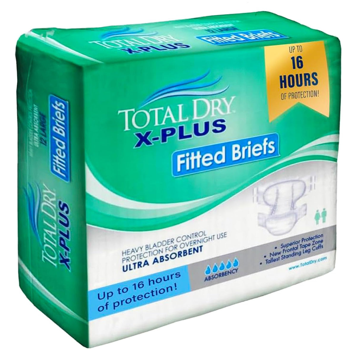 Plastic Backed Ultra Absorbent Fitted Incontinence Briefs Large 12 Count L70323