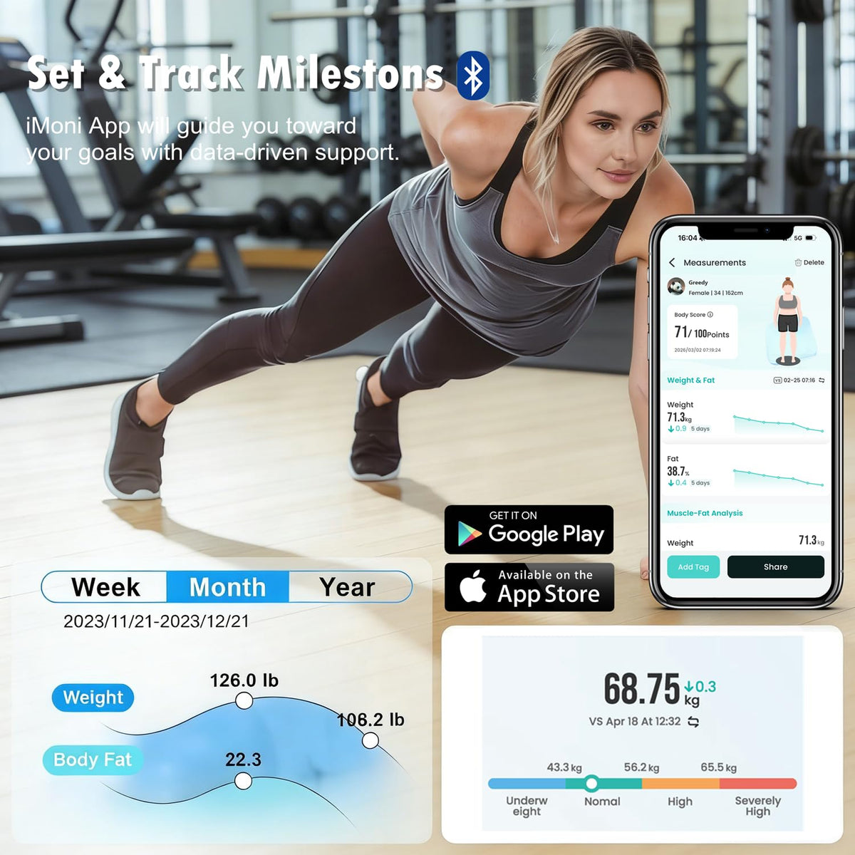 Smart Body Weight & Fat Scale with App R177