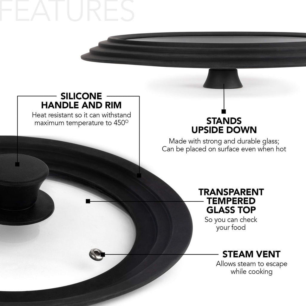 Silicone & Glass Universal Lid 10.5 to 12 Inches P684896