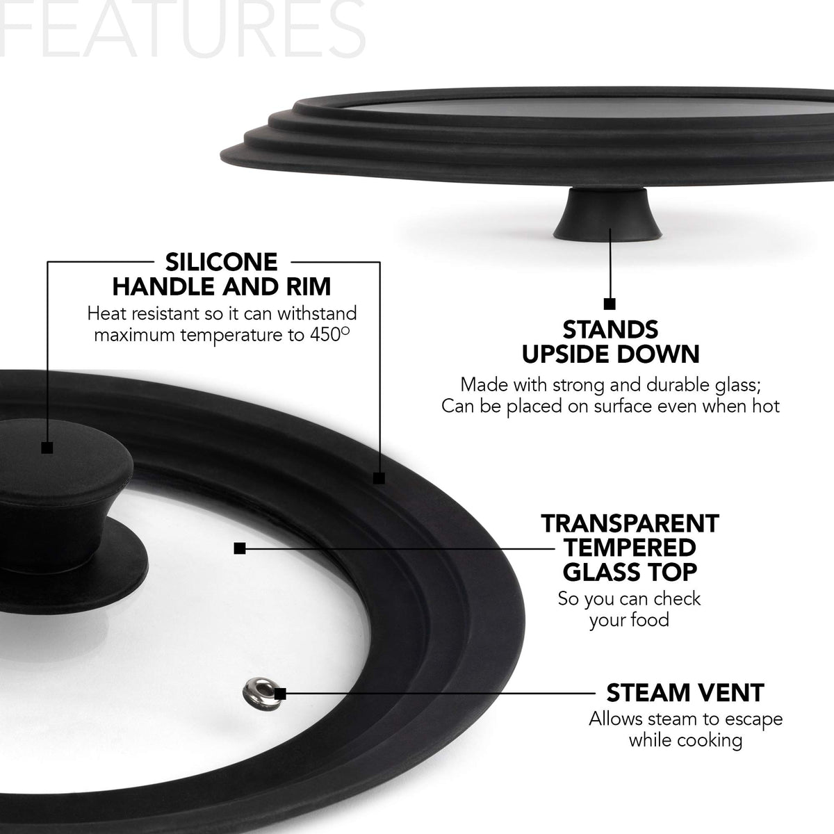 Silicone & Glass Universal Lid 10.5 to 12 Inches P684896