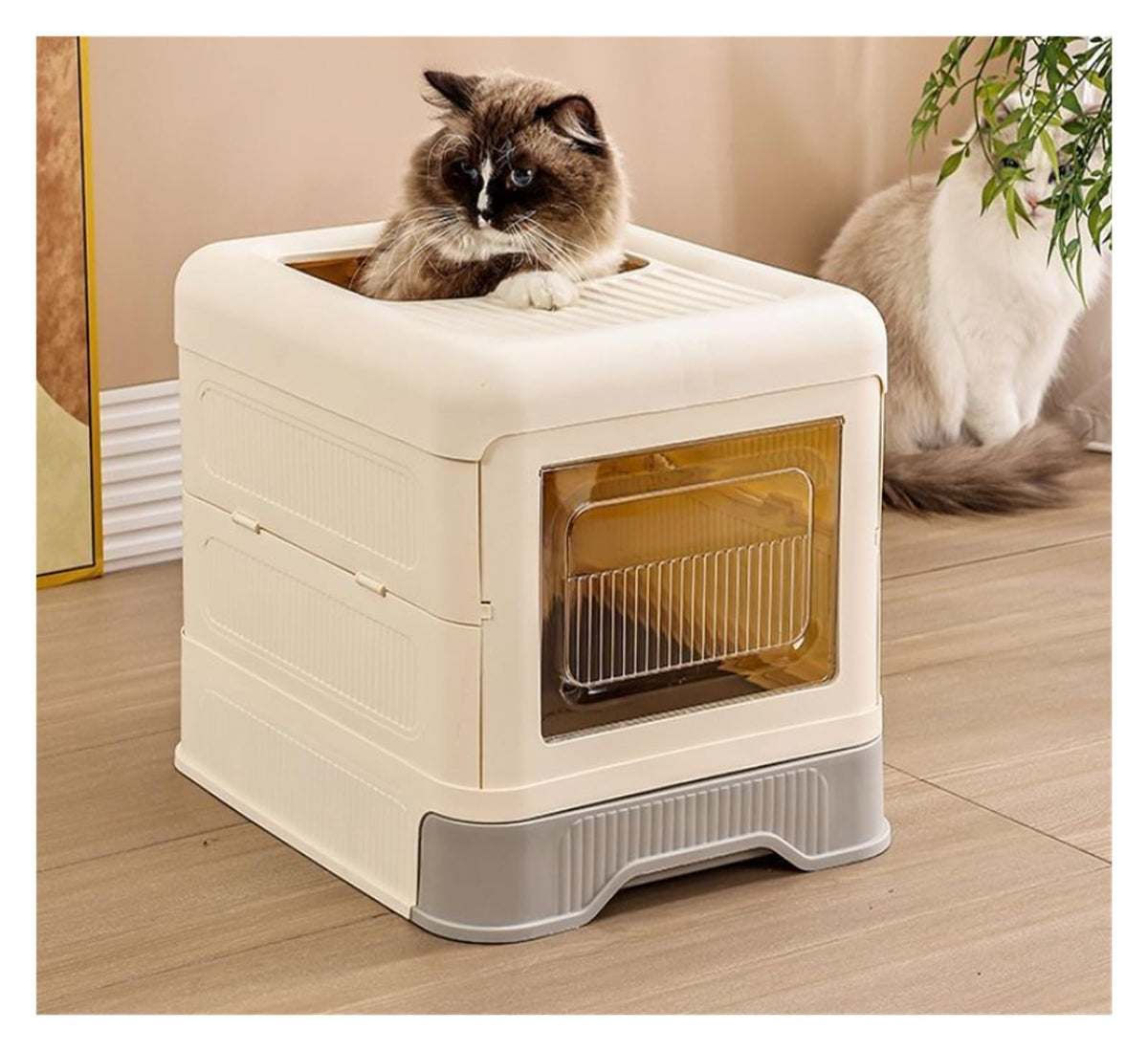 Fully Enclosed Cat Litter Box with Lid and Drawer K829973