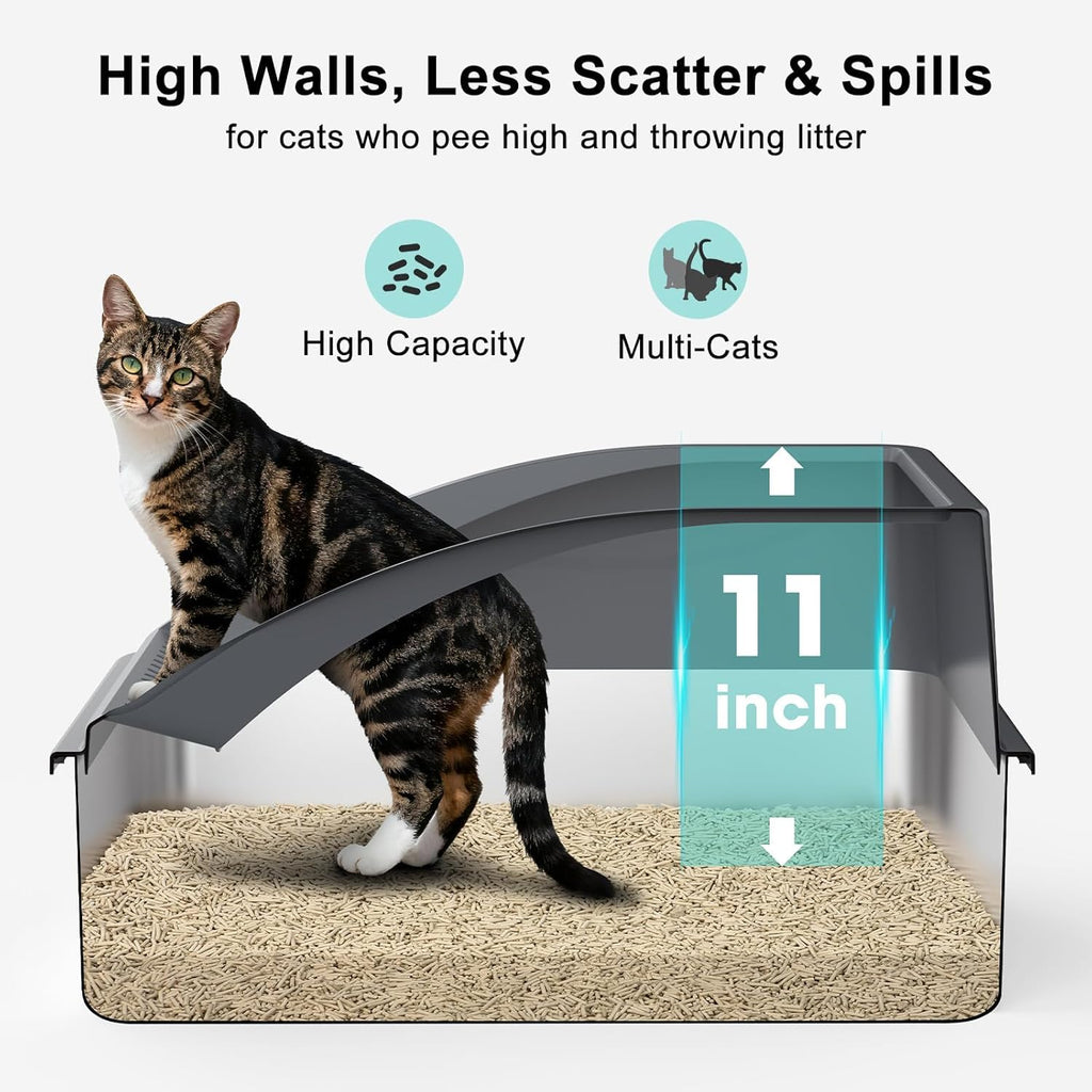 2 Pack XL Stainless Steel Enclosed Cat Litter Box with Lid U450791