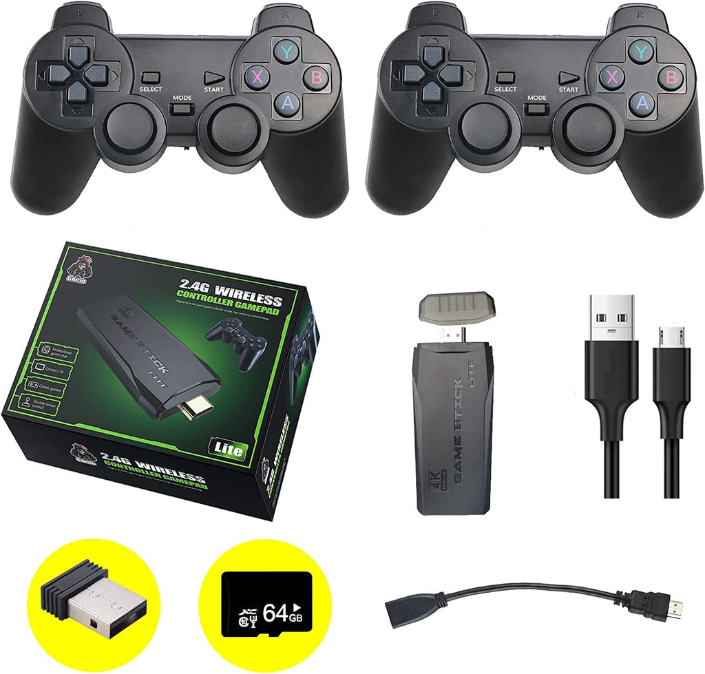 Black Wireless Retro Game Console with 2.4G Controllers J9118