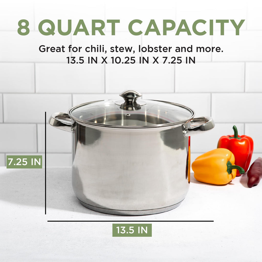 Stainless Steel 8-Quart Stock Pot with Glass Lid B96335