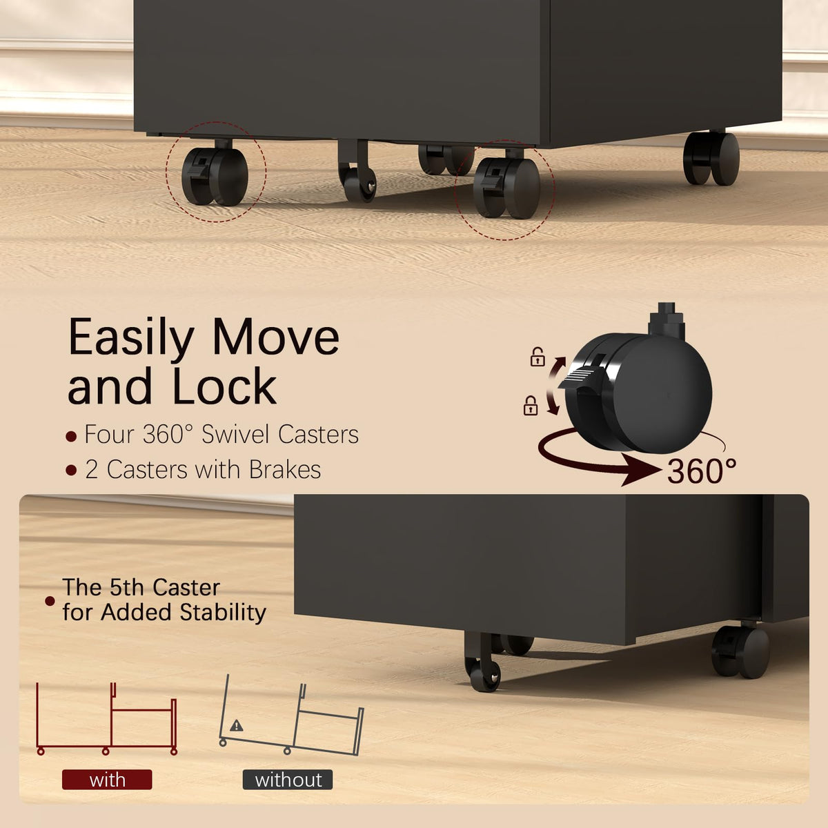 Black 3 Drawer Metal File Cabinet with Lock E2623