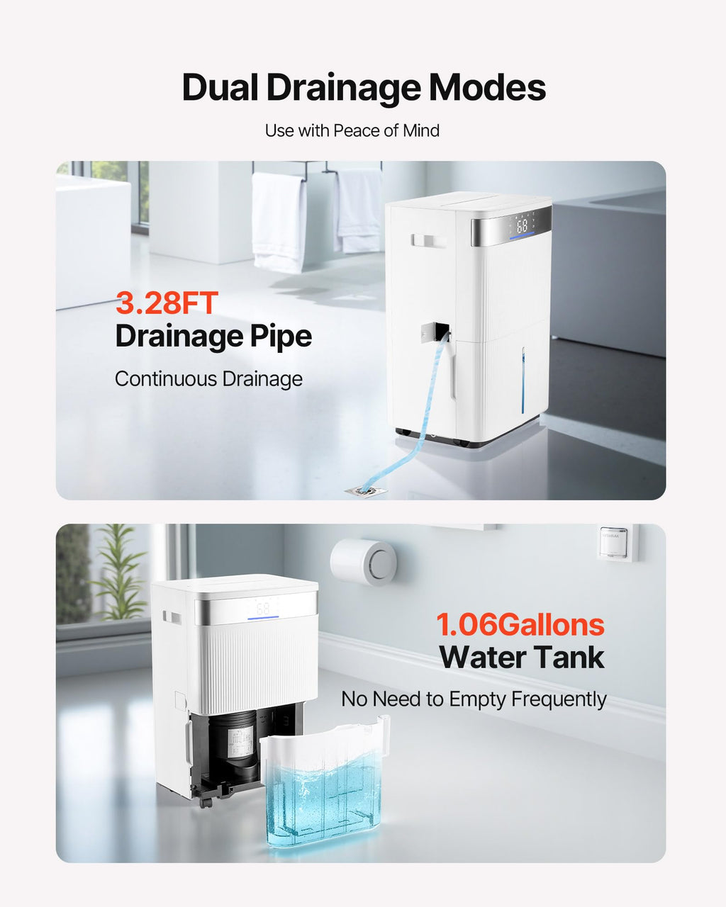 80 Pints Dehumidifier with Drain Hose O857