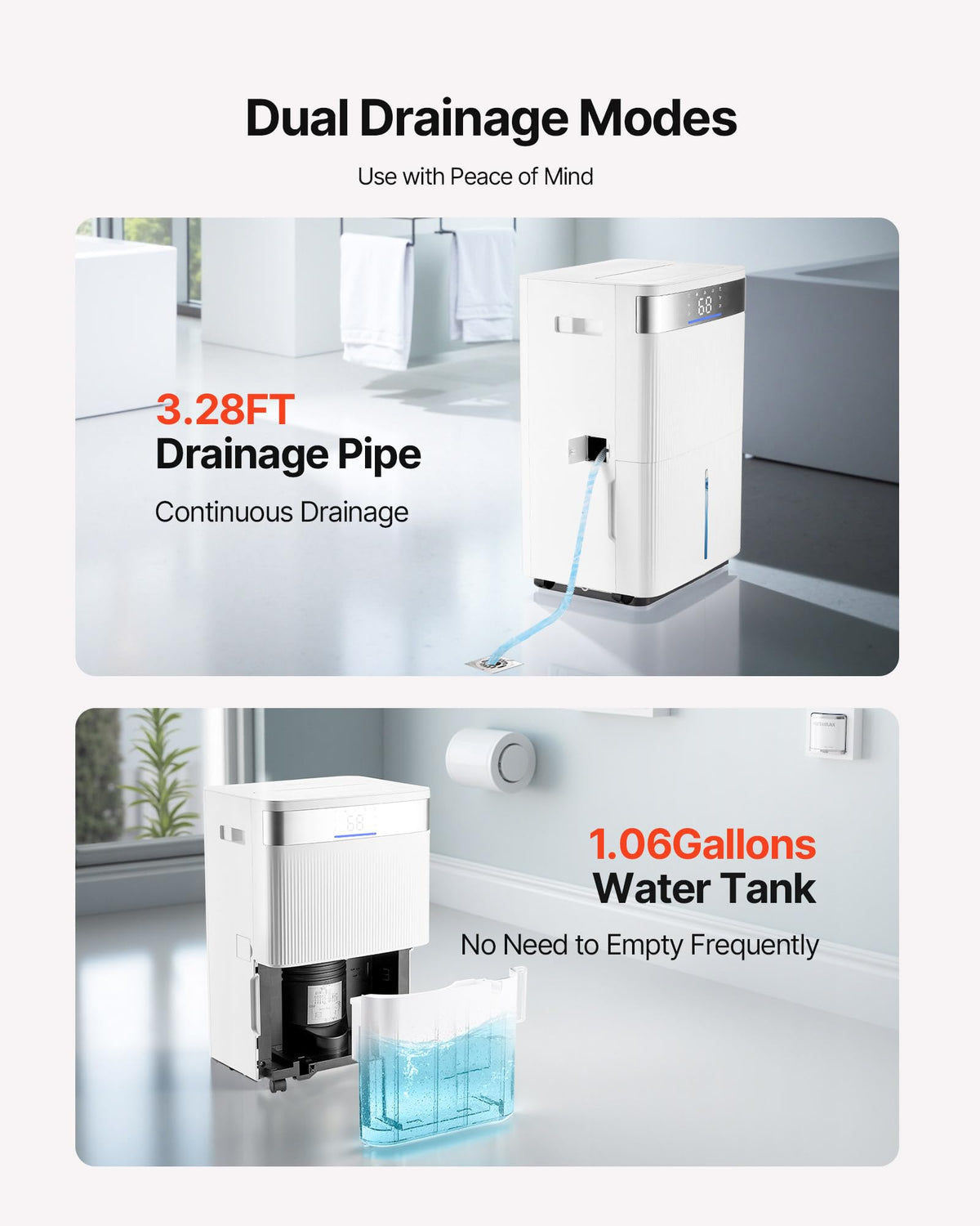 80 Pints Dehumidifier with Drain Hose O857