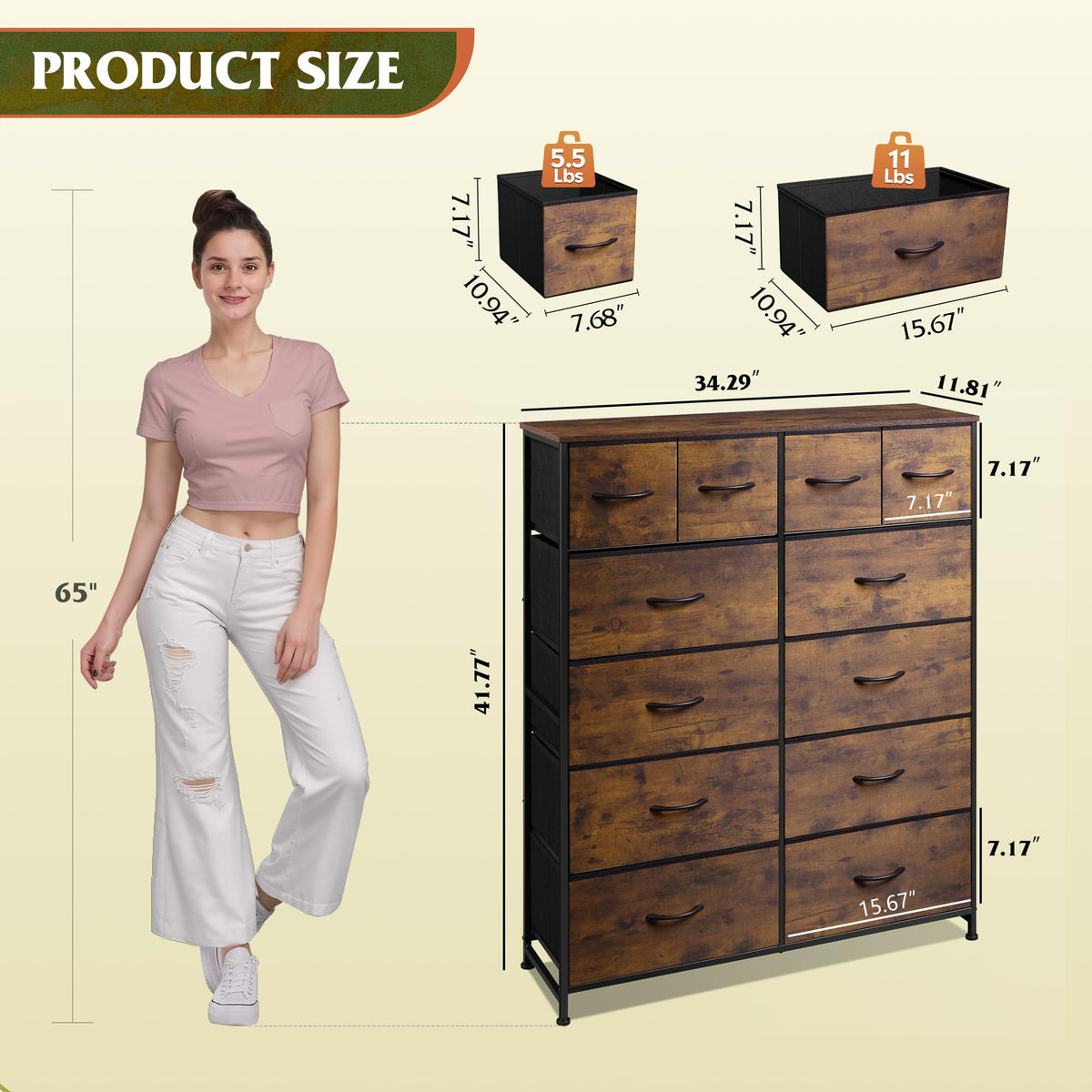 12 Drawer Fabric Dresser Storage Chest Y426
