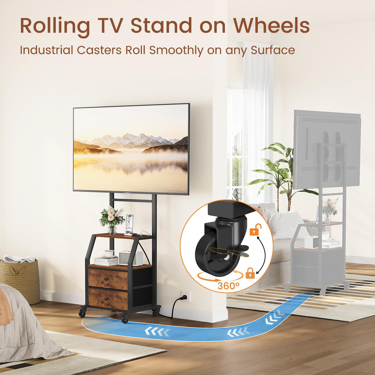 Rolling TV Stand for 32-55 Inch TVs L7031
