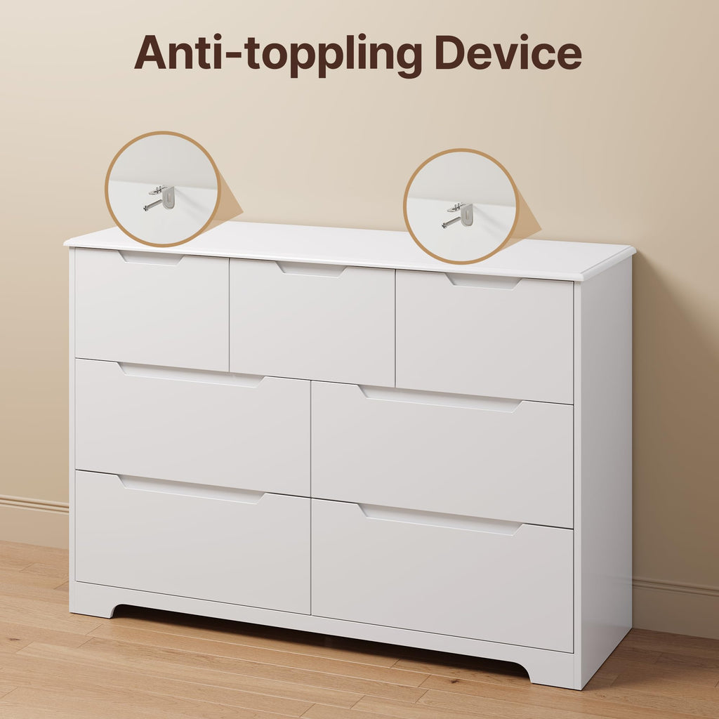 White 7 Drawer Dresser R465
