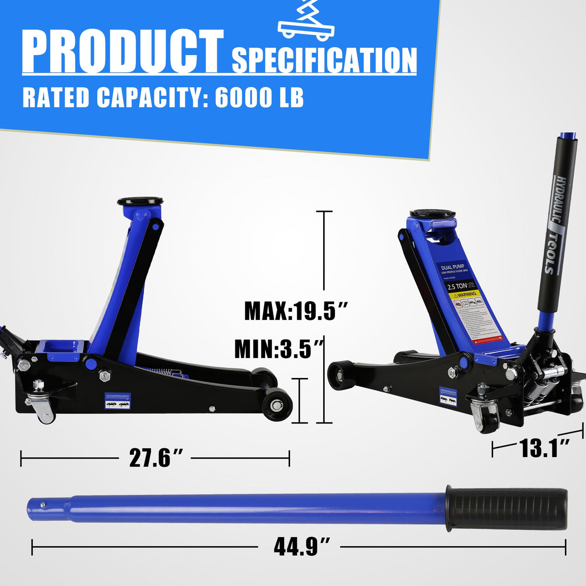 2.5 Ton Low Profile Steel Floor Jack C36010