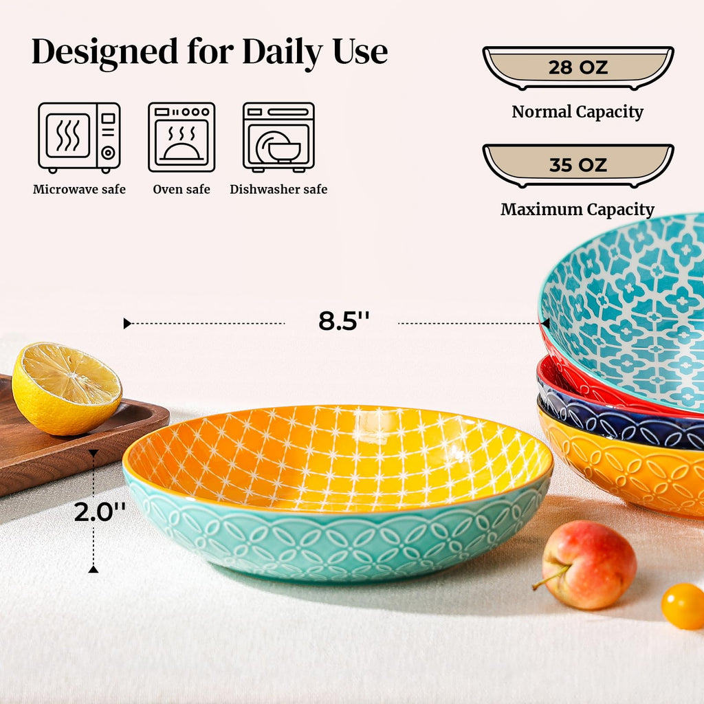 16 OZ Cereal Bowls Set of 4 and 8.5" Serving Bowls Set of 4 T761