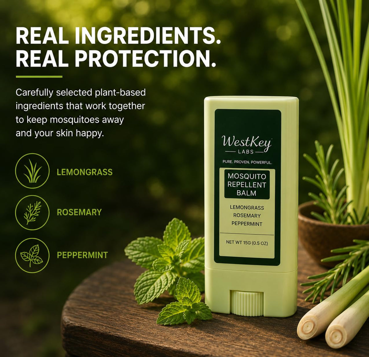 Mosquito Repellent Balm Stick 3-Pack 0.5oz DEET-Free Plant-Based Q269410