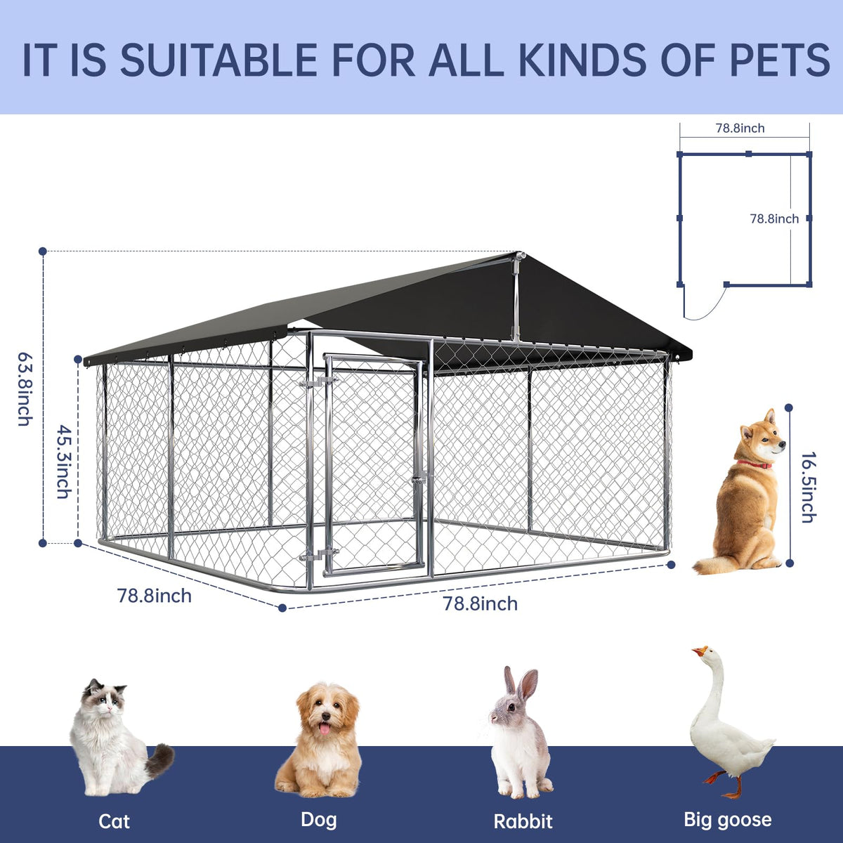 78"x 78" Heavy Duty Steel Dog Kennel P55870
