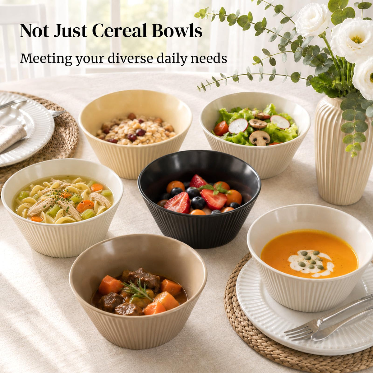 16 OZ Cereal Bowls Set of 4 and 8.5" Serving Bowls Set of 4 T761