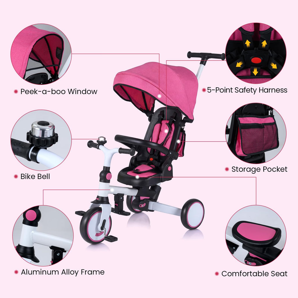 Kids 8-in-1 Folding Tricycle Y959