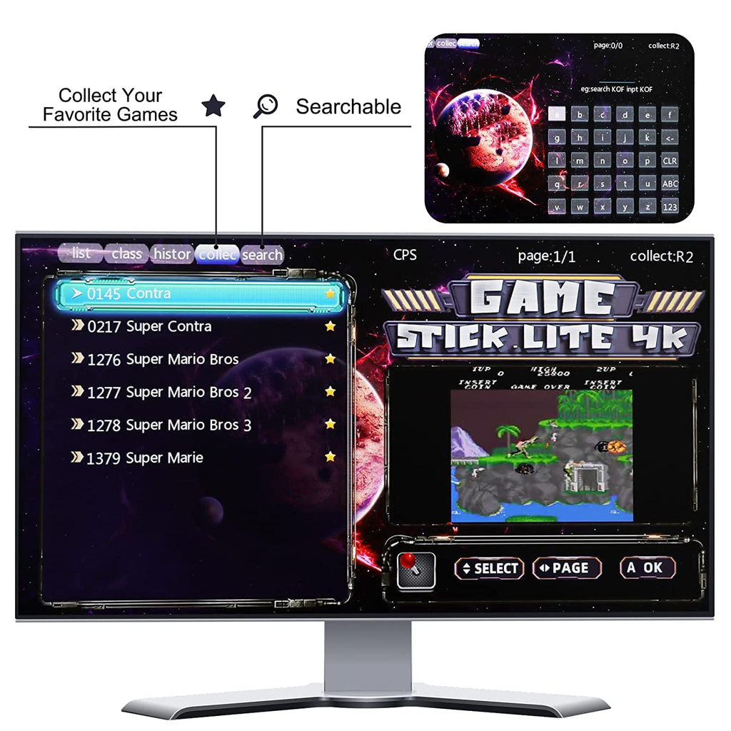 Black Wireless Retro Game Console with 2.4G Controllers J9118