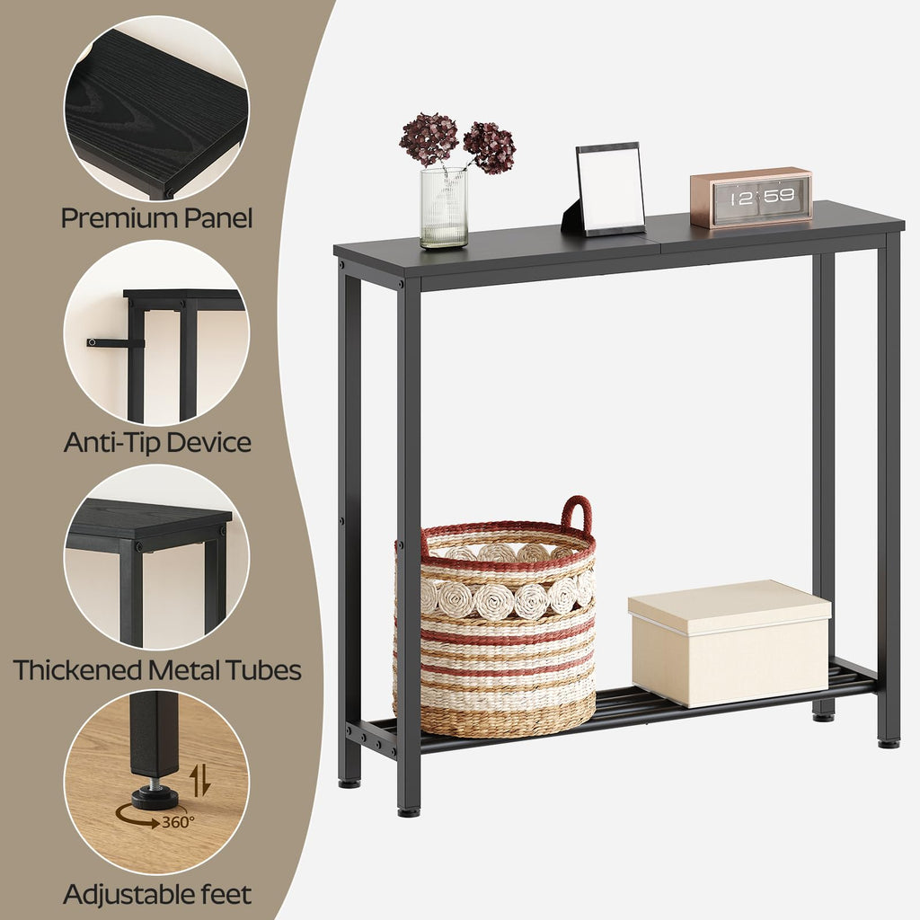 Black 2-Tier Narrow Console Table G67109