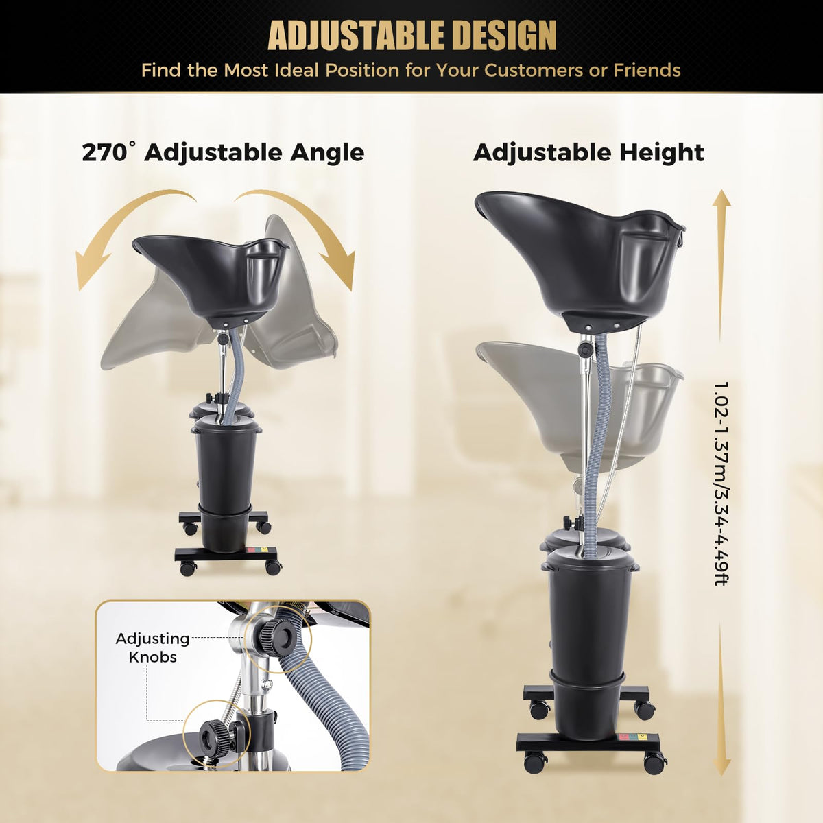 Portable Shampoo Basin with 2 Water Buckets, Black J40137