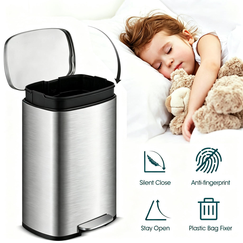 13 Gallon Stainless Steel Step Trash Can B57866