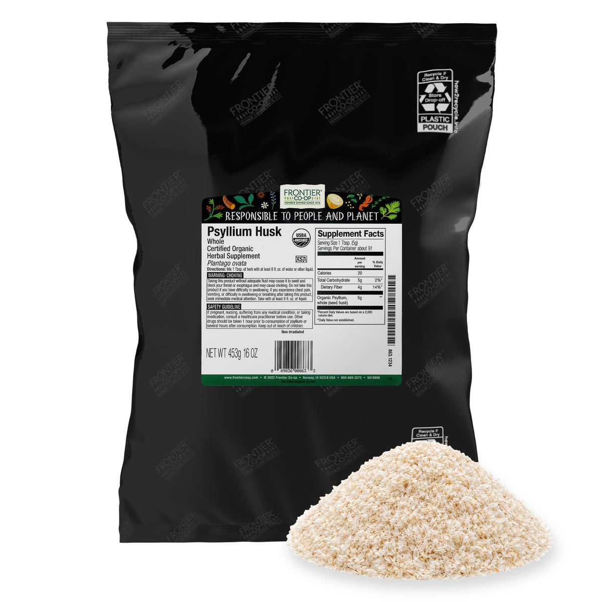 Organic Whole Psyllium Husk 16 Ounce A1945