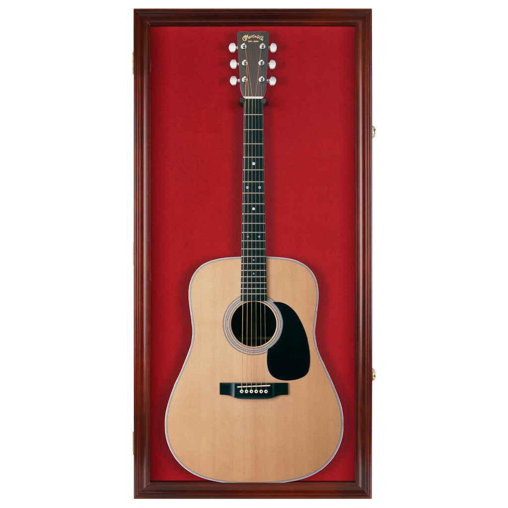 45" Acoustic Guitar Display Case Cabinet Wall Mountable Mahogany Finish P393712