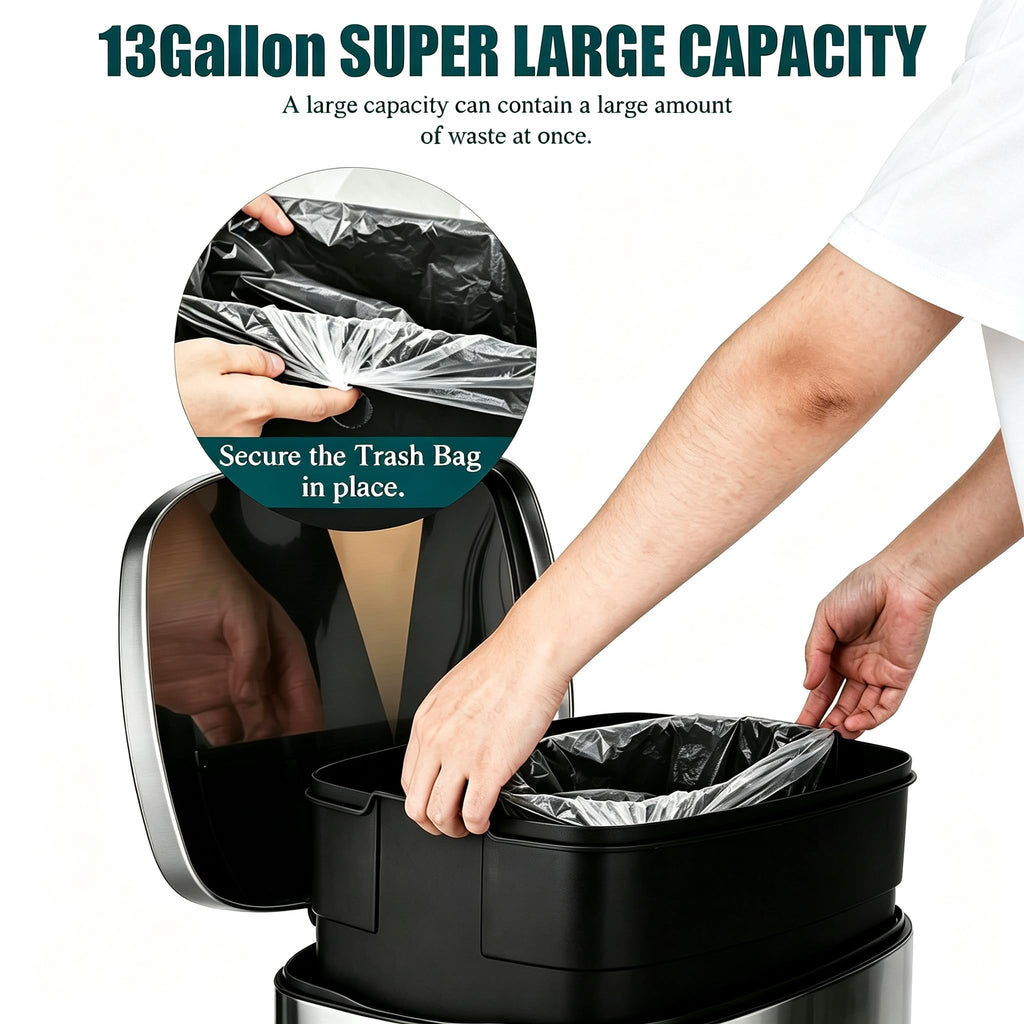 13 Gallon Stainless Steel Step Trash Can B57866