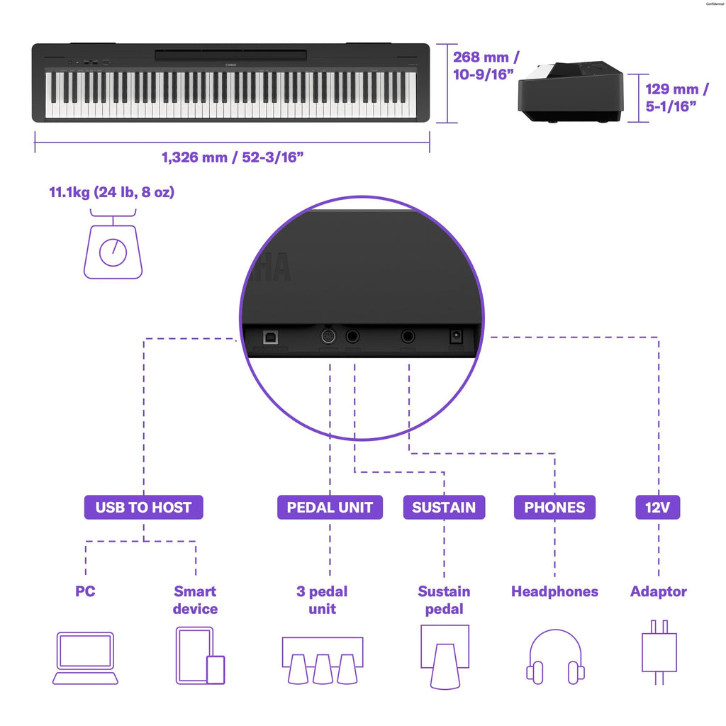 88-Key Digital Piano with Weighted Keys B770941