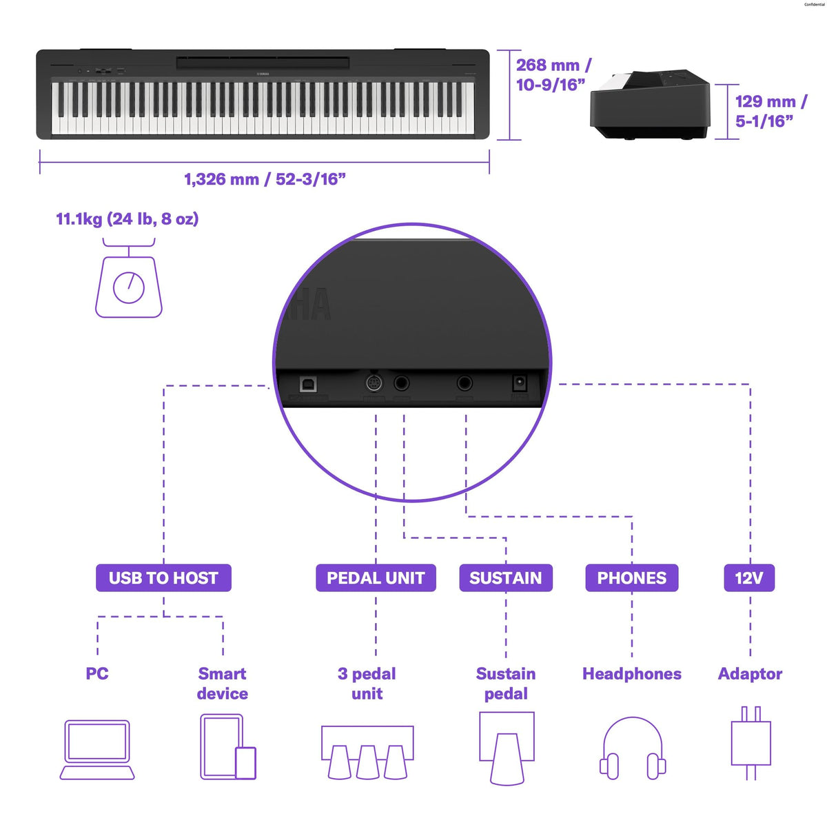 88-Key Digital Piano with Weighted Keys B770941