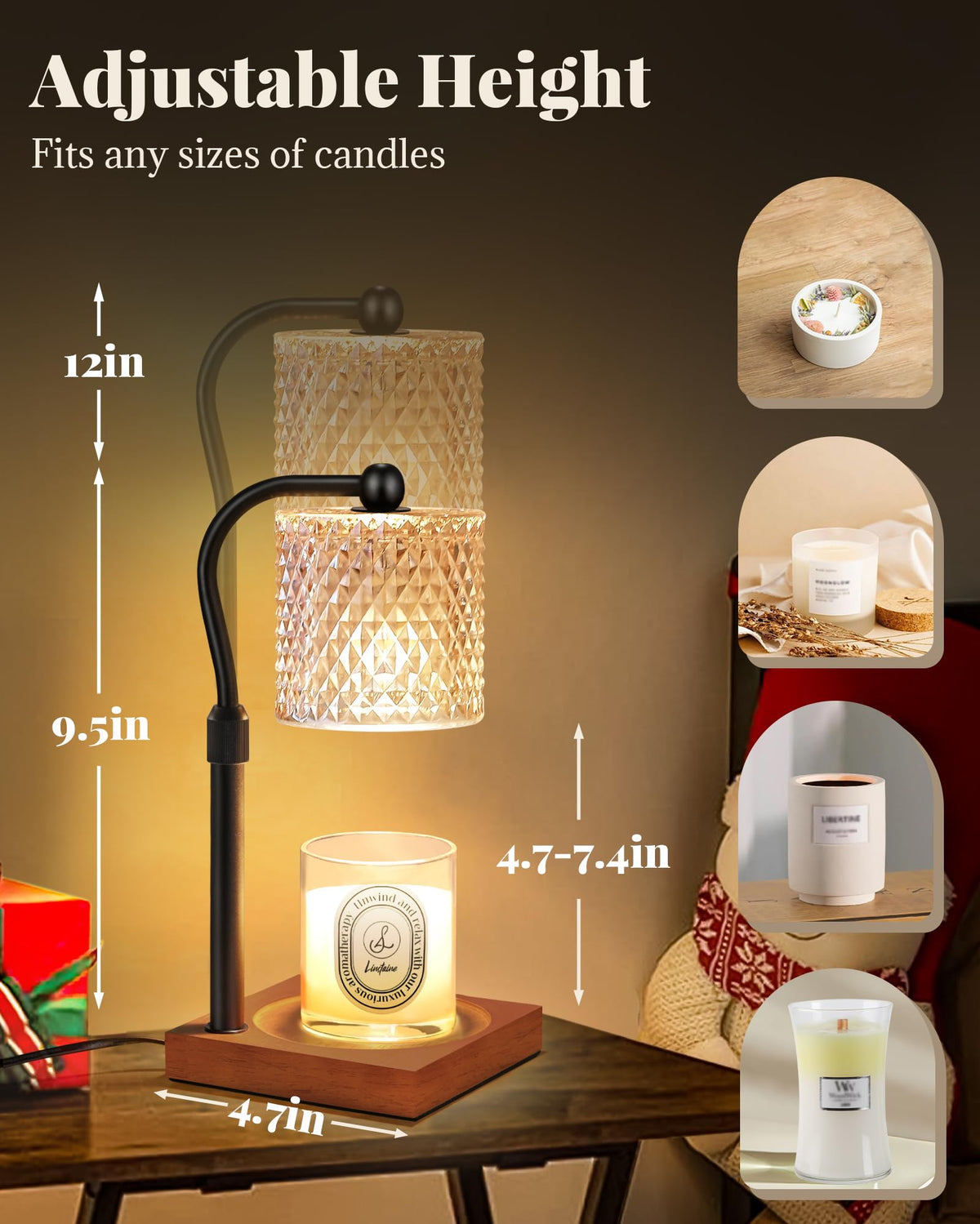 2 Pack Candle Warmer Lamp with Timer Dimmer Adjustable Height T40790