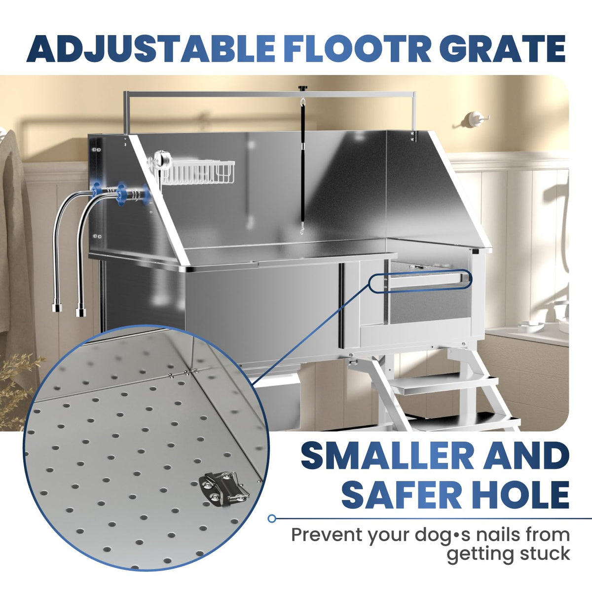 46" Stainless Steel Dog Washing Station with Storage Drawer G489
