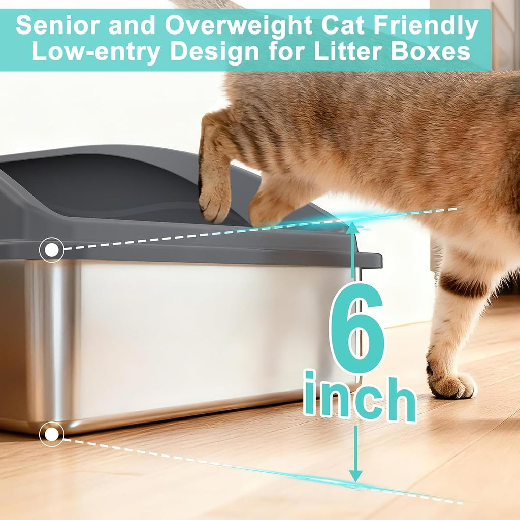 2 Pack XL Stainless Steel Enclosed Cat Litter Box with Lid U450791
